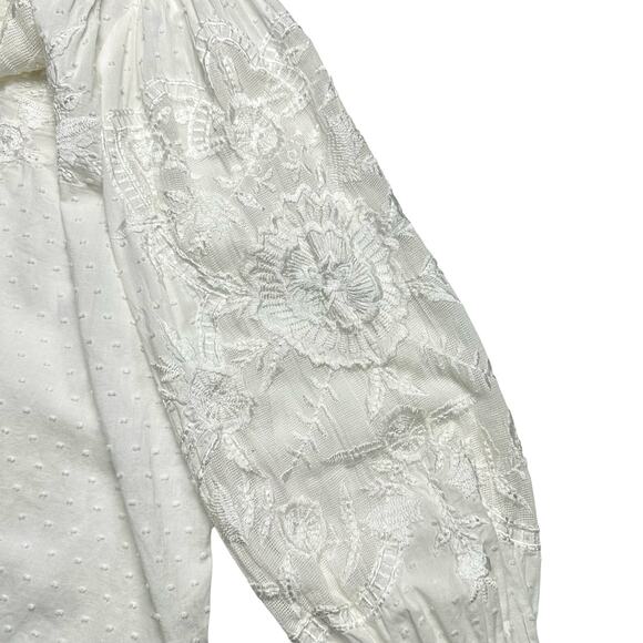 Sundance | Women | Ivory Prairie Farm Ruffled Lace Bib Collar Blouse | Sz Large - Picture 13 of 16